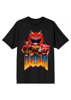 T-Shirt Doom Eternal Par Bioworld - Personnage Pixelisé